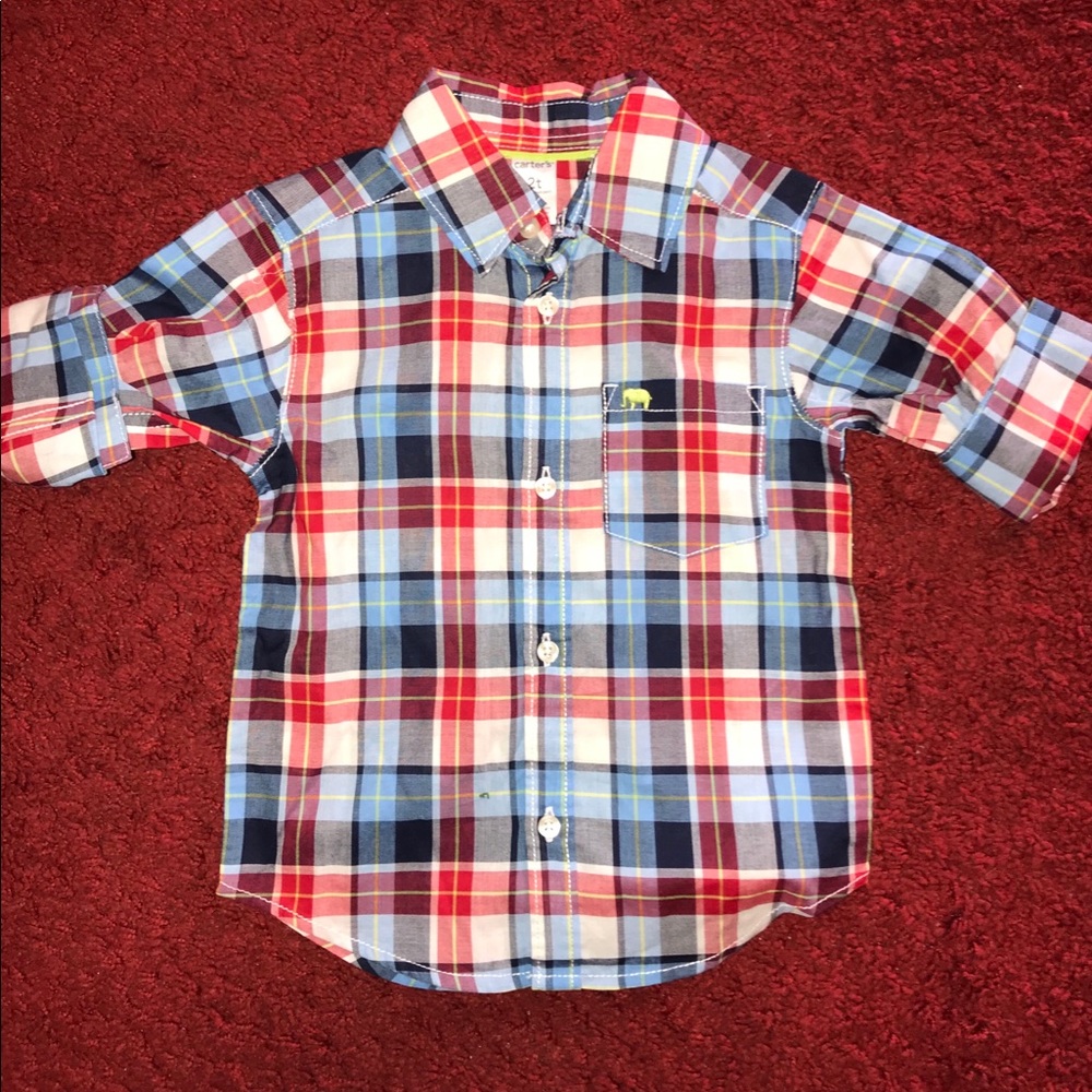 Short sleeve plaid button down